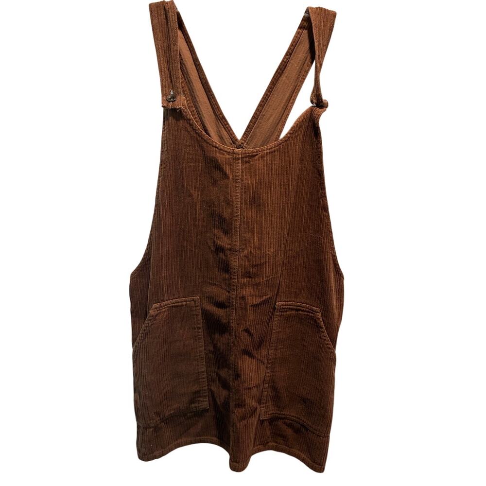 Others Follow Brown Corduroy Mini Overall Pinafore Dress